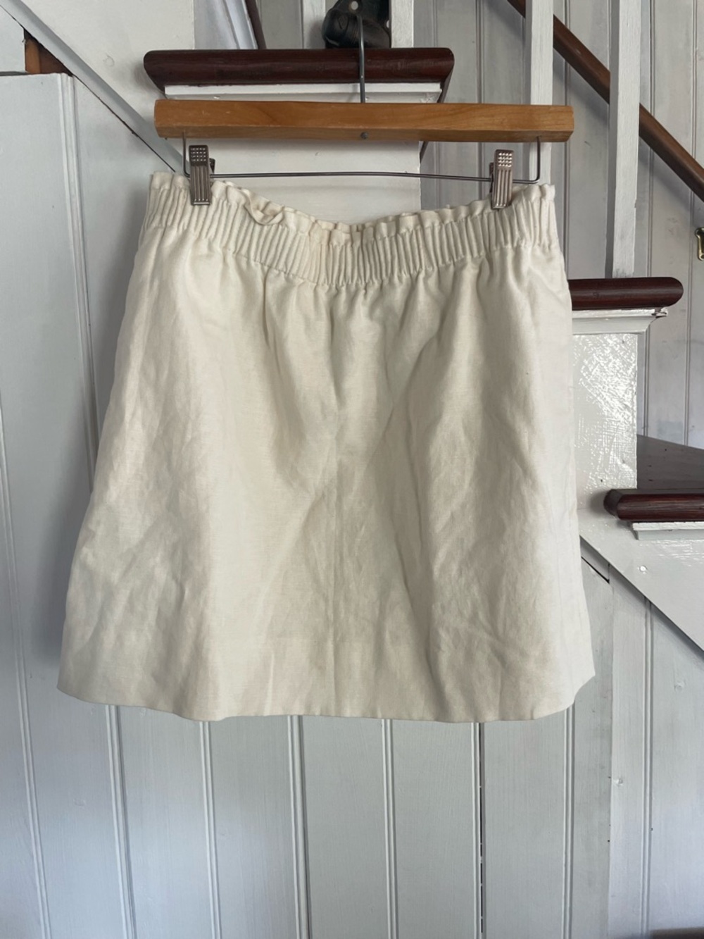J. Crew Cream Elastic-Waist Mini Skirt
